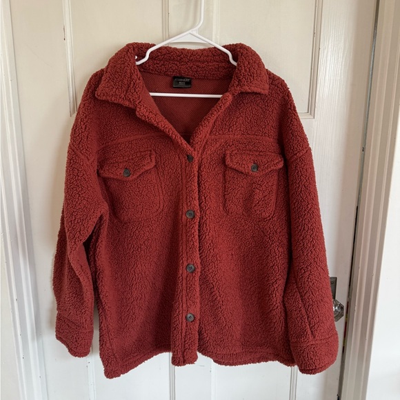 32 Heat rust fleece shacket size medium/large - Picture 1 of 6